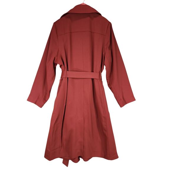 Estelle Georgie Trench Coat 1X 16W Women Ginger Orange Red Pockets EJ231100 NEW - Picture 3 of 16